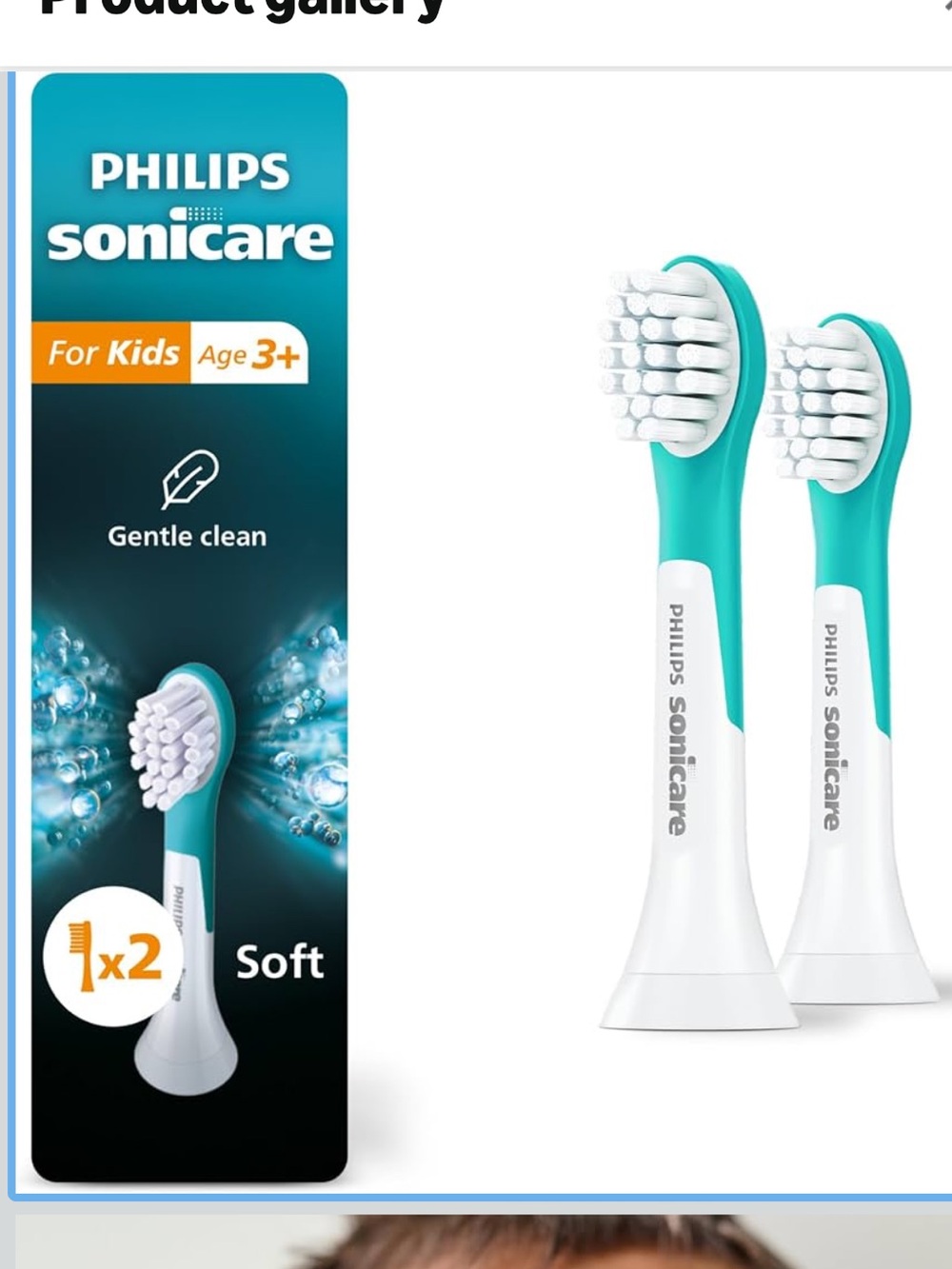 Philips Sonicare Kids Replacement Brush Heads Teal & White (2 Pack)